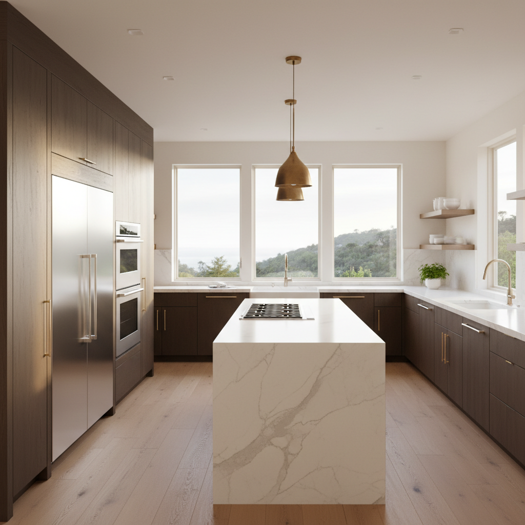 Integrated refrigerator in premium kitchen